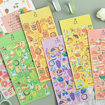 

1 Sheet Sweet Strawberry Fruit Cakes Donuts Decorative Paper Stickers Notebook Album Decoration