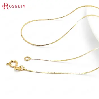 

(37899)2PCS 45CM 24K Gold Color Copper with Round Spring Clasps Finished Necklace Chains Jewelry Making Supplies Diy Findings