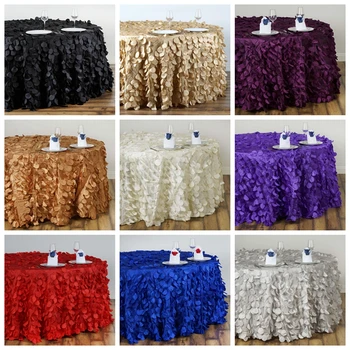 

Good Looking Taffeta Embroidered Tablecloth Round Rectangle Table Cloth For Wedding Event Decoration