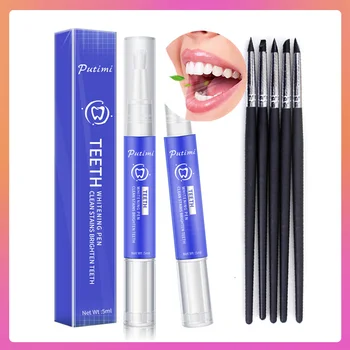 

Putimi Teeth Whitening Pen Bleaching Gel Remove Plaque Stain Oral Hygiene Tooth Whitening Pen Toothpaste Teeth Cleaning Tool Kit