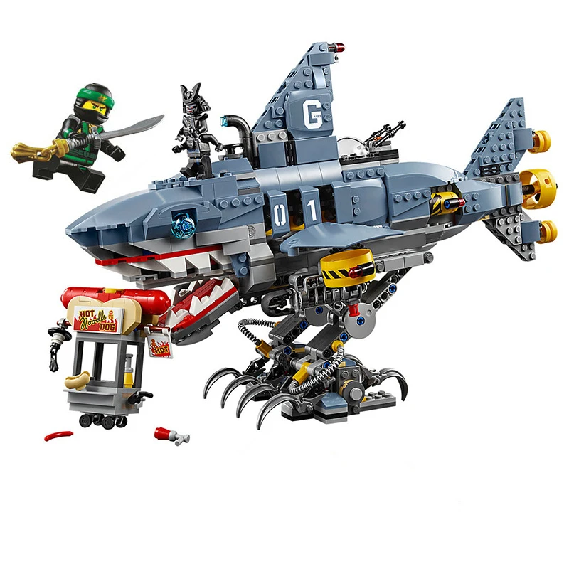 

872pcs New Ninjago Garmadon Big Shark Building Blocks Machine Armor Compatible 70656 Ninja Bricks Toys for Children