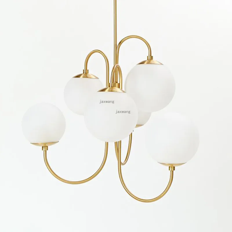 Скандинавский светодиодный стеклянный люстра Lustre освещение, осветительный прибор для отеля Роскошный декор Подвесная лампа для гостиной домашние подвесные светильники - Цвет абажура: 6 Head