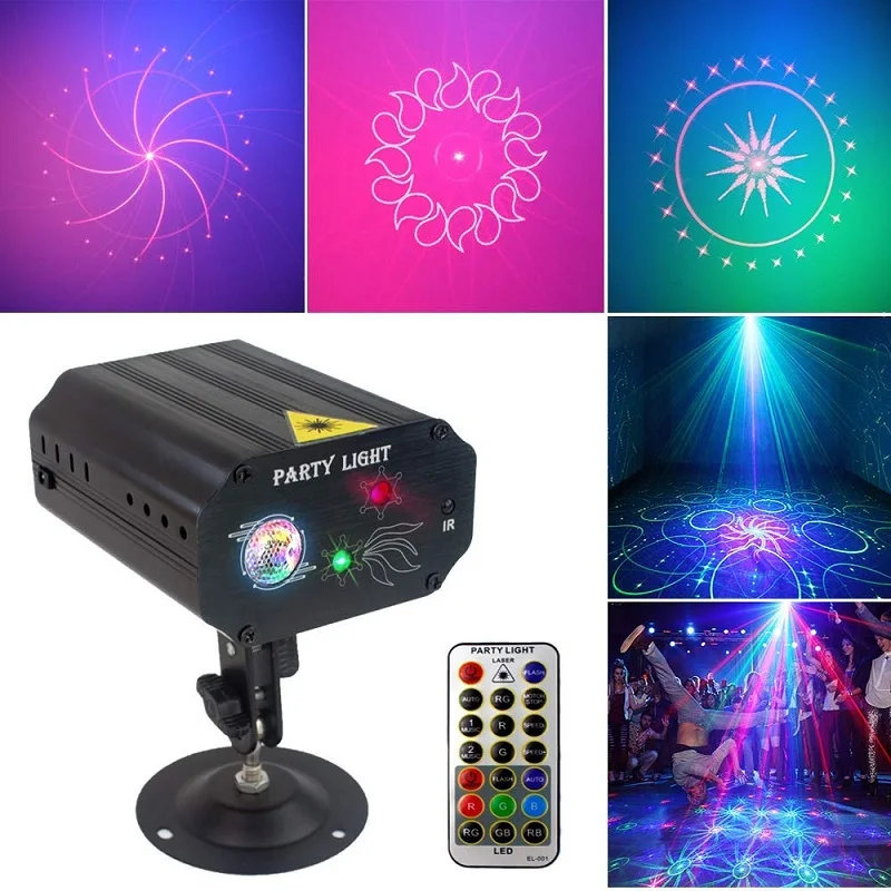 LED Laser Projector Disco Ball Light Sound Control Strobe Stage Lighting Club Party Decoration Light Family Holiday Birthday