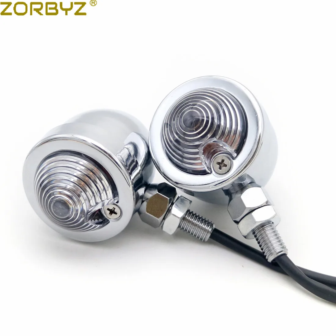 Clear Lens ZORBYZ 2X Мотоцикл хром Тяжелый металл Пуля поворотник указатель поворота для Harley Honda Yamaha Suzuki - Цвет: Clear Lens