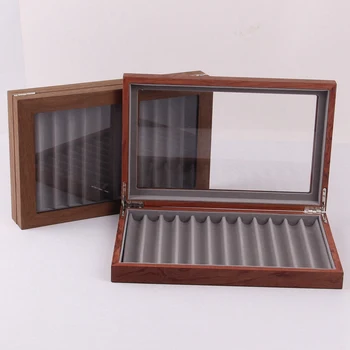 

12 Pen Wooden Pen Box Display Storage Case Pen Holder Collector Organizer Box with Transparent Window