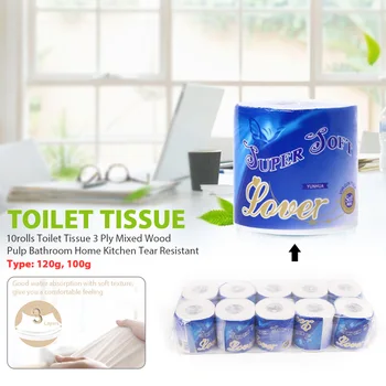 

10Rolls Soft White Toilet Tissue Rolls 3-Layer Pack Luxury Toilet Tissue Roll Paper Bath Tissue For Bathroom Kitchen Household
