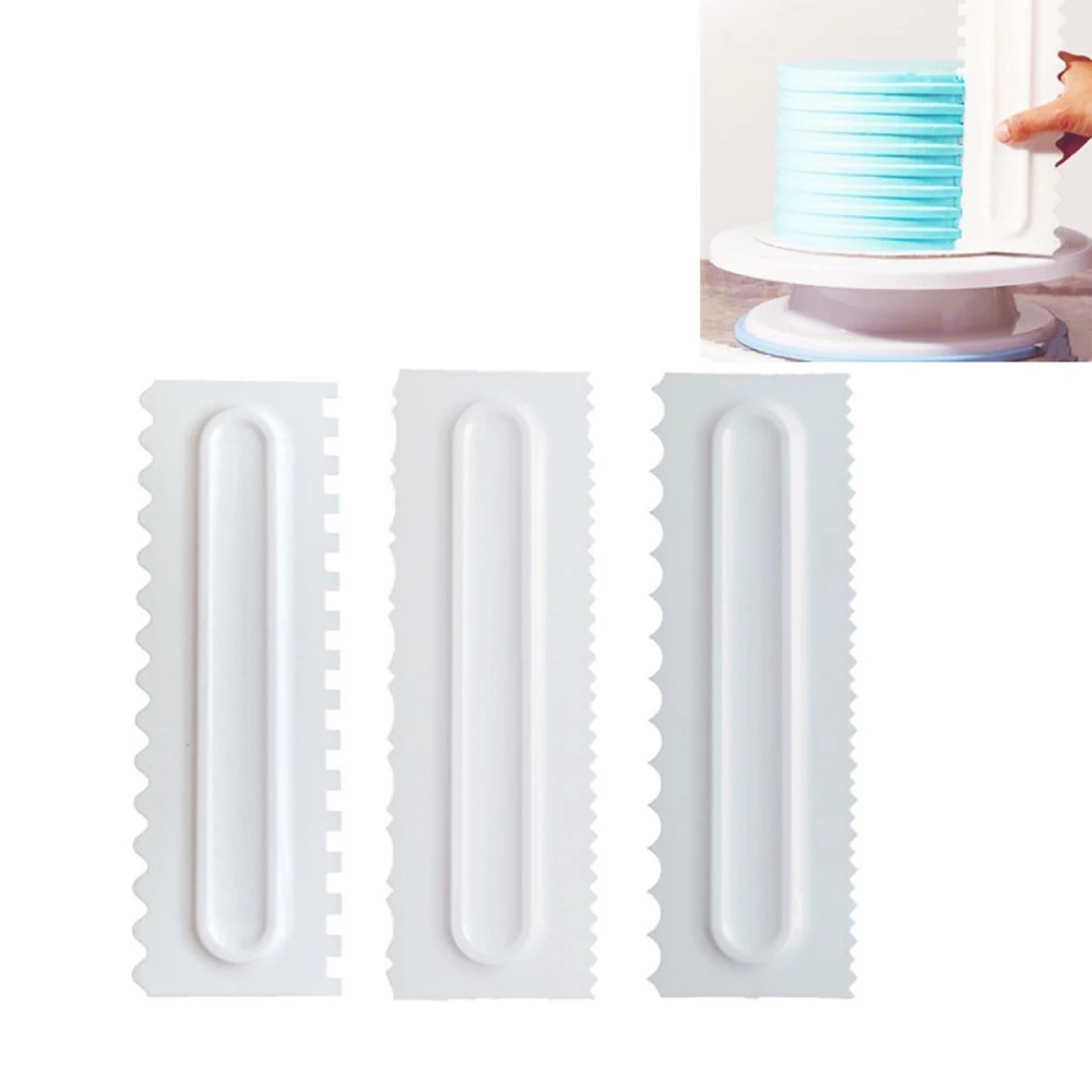 

3PCS/Set Cake Decorating Comb Cake Scraper Smoother Cream Decorating Pastry Icing Comb Fondant Spatulas Baking Pastry Tools