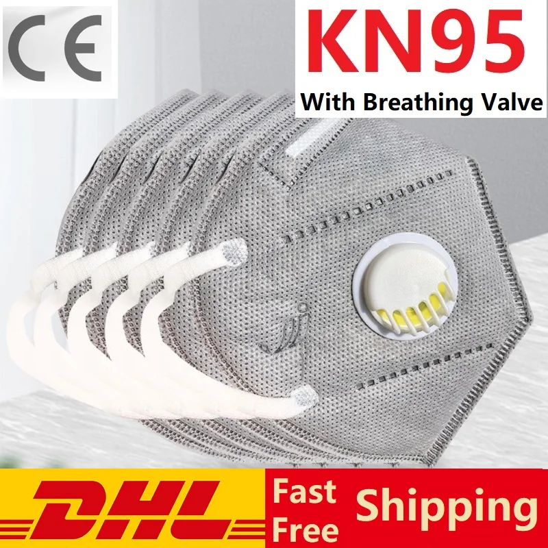 

20pcs Reusable KN95 Mask with Valved Face Mask N95 Protection FFP2 Mouth Mask PM2.5 Dust Masks 6-Ply DHL UPS Fast free shipping
