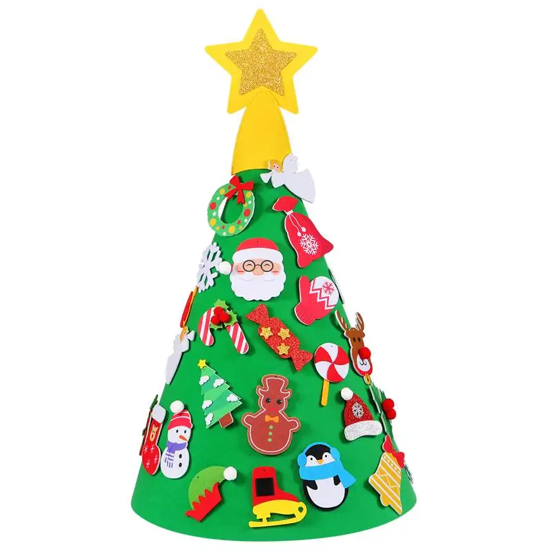 

80CM Felt Christmas Tree DIY Christmas Tree with 29PCS Ornaments for Kids Xmas Gifts Home Party Decoration