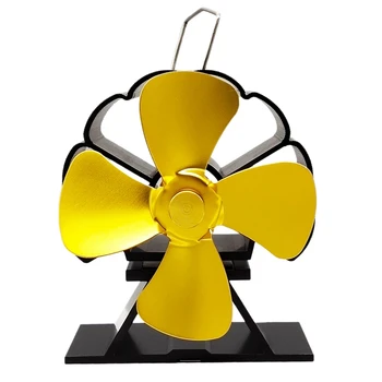 

4 Blade Stove Fan - Quiet, Heat Powered Wood/Log Burner Fan - Eco Friendly Heat Circulation for Fireplaces Golden