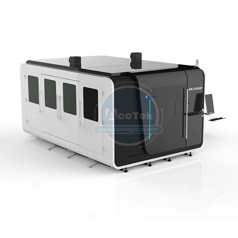 

Made in China fiber laser cutting machine for carbon stainless steel material cutting with protective cover design AKJ1530FB