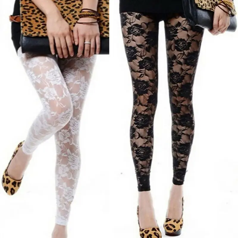 Купить 1pc Lace Legging Summer SexyThin Full Ankle length Leggings Legings Floral Hollow Out Hot Sale  Женская одежда | Легинсы (4000427212500)