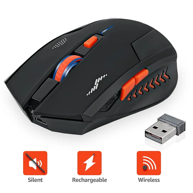 

Rechargeable Mouse Wireless Mouse Gamer 2400DPI Optical Silence Mouse Computer USB Mause Ergonomic Gaming Mice For PC Laptop