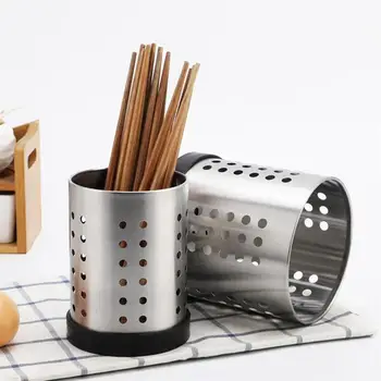 

Stainless Steel Chopsticks Holder Kitchen Utensil Caddy Tableware Drying Organizer with Removable Base