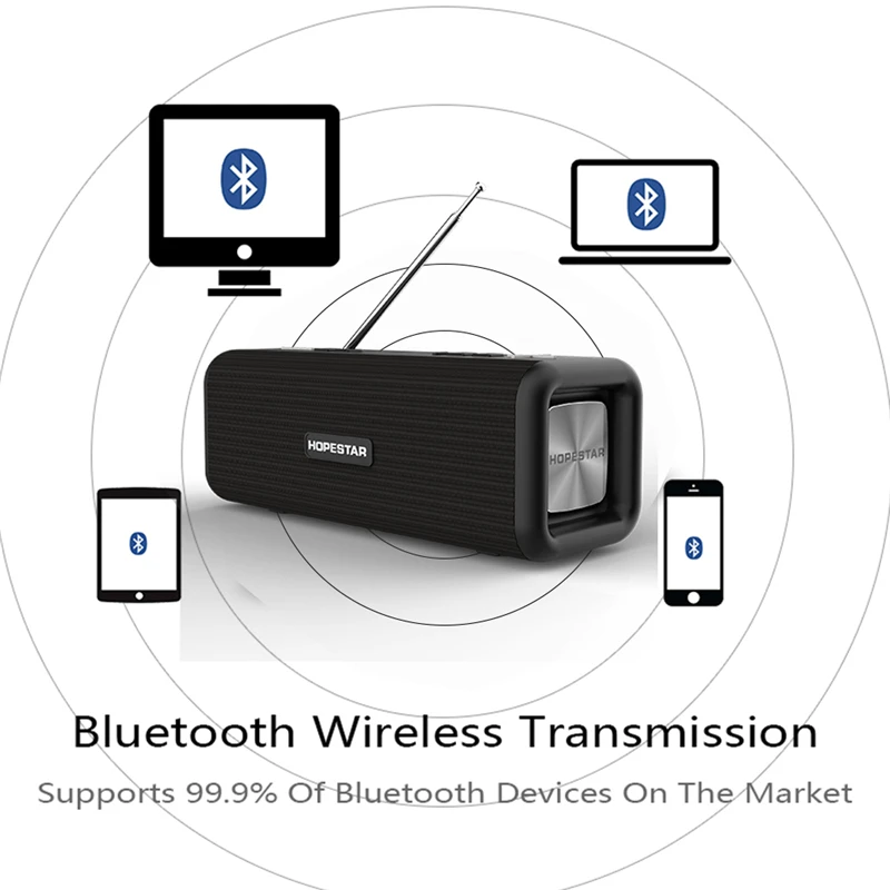 HOPESTAR T9 Мощный сабвуфер Портативный мини беспроводной Bluetooth динамик наружная Музыка MP3-плеер Поддержка AUX TF карта