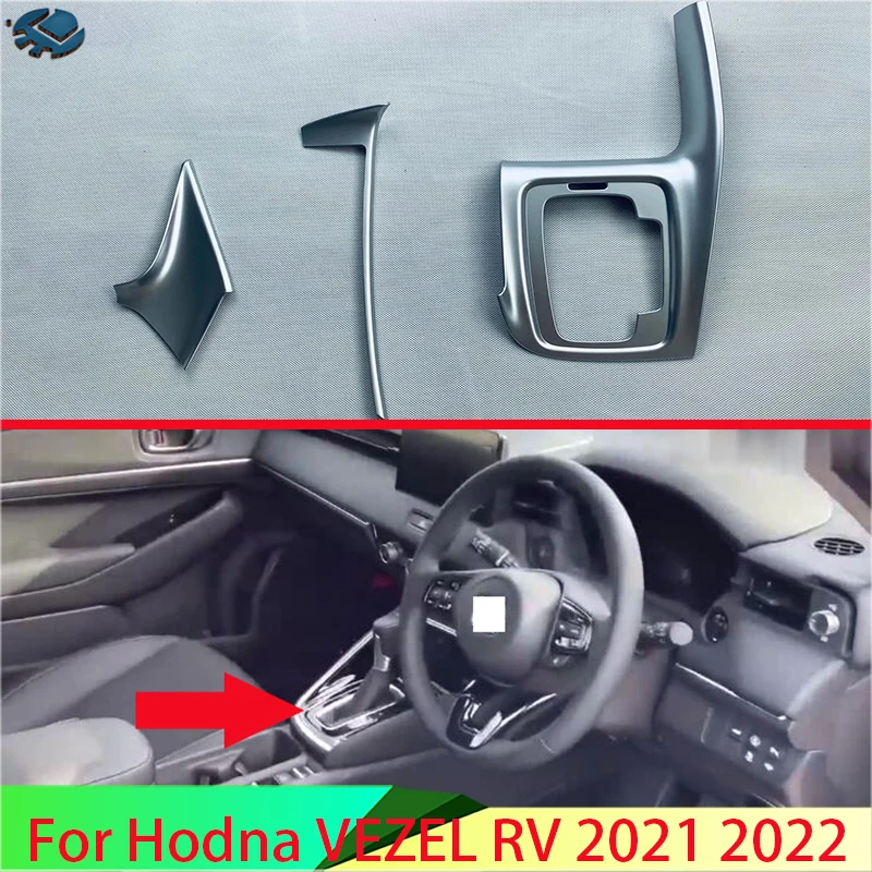 

For Hodna VEZEL HR-V 2021 2022 Car Accessories ABS Chrome Gear Shift Panel Center Console Cover Trim Frame
