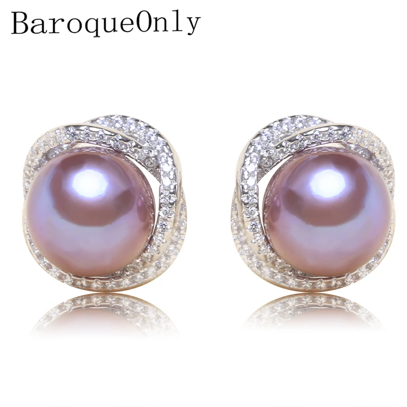 BaroqueOnly 100% натуральная пресноводная жемчужина Циркон объемный фиолетовый 925