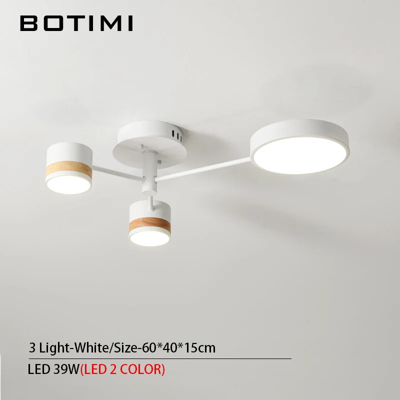 BOTIMI, домашний декор, светодиодный потолочный светильник для гостиной, круглые металлические потолочные лампы, монтируемые на поверхности, обеденные люстры, Светильники для спальни - Цвет корпуса: White 3 Light