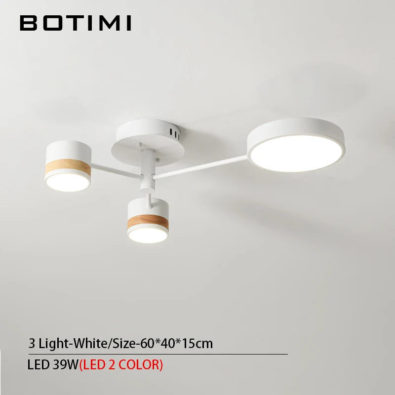 White 3 Light BOTIMI, домашний декор, светодиодный потолочный светильник для гостиной, круглые металлические потолочные лампы, монтируемые на поверхности, обеденные люстры, Светильники для спальни - Цвет корпуса: White 3 Light