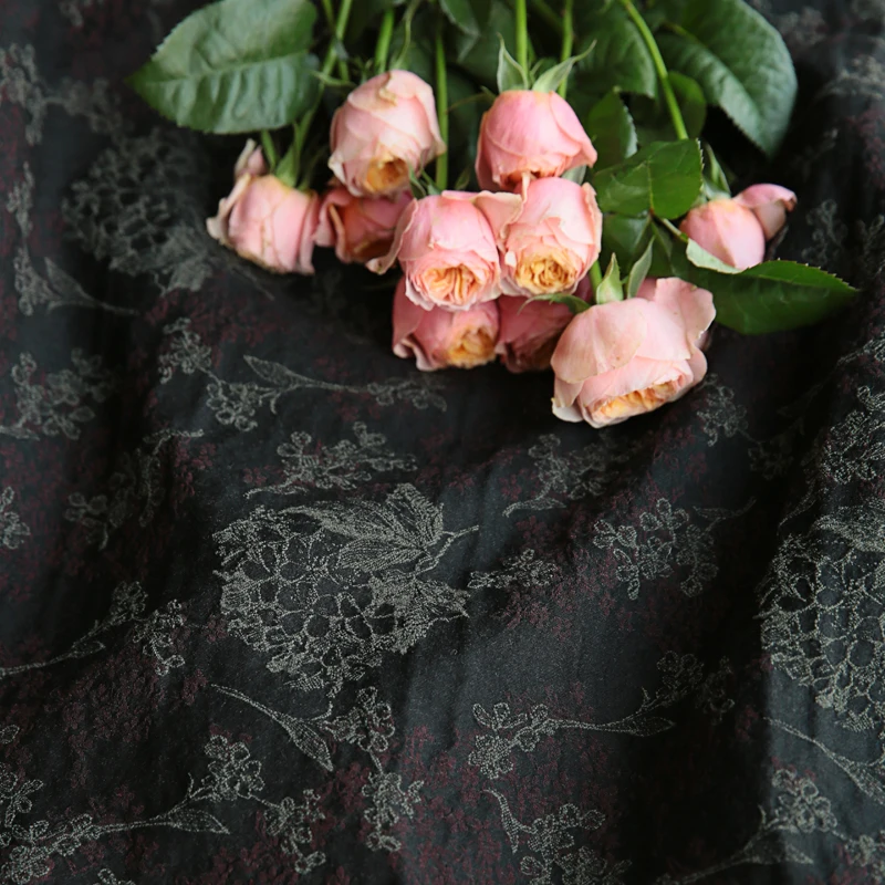 Стиль шерсть в осенне-зимней ткани высокого класса черный жаккард tissu модное платье cheongsam материал