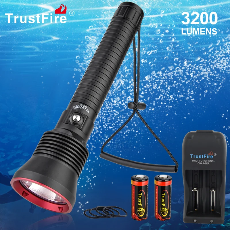 TrustFire DF70 3200 Lm Tauchlampe Unterwasser Taschenlampe Tauchen Tauchleuchte 