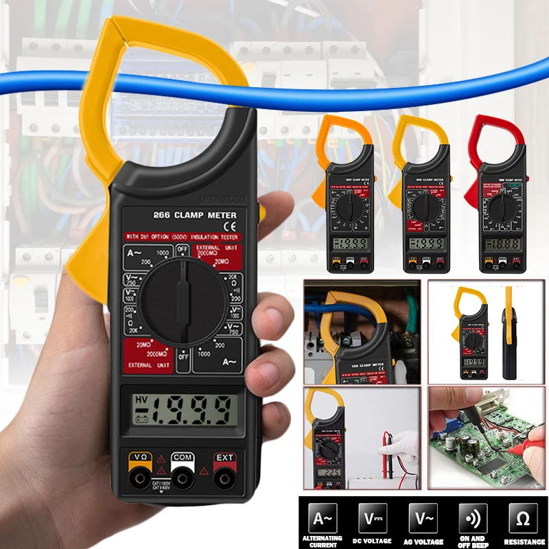 Digital Current Clamp Meter Buzzer Data Hold Non-contact Multimeter Voltmeter Ohmmeter Ammeter Ohmmeter Volt AC DC