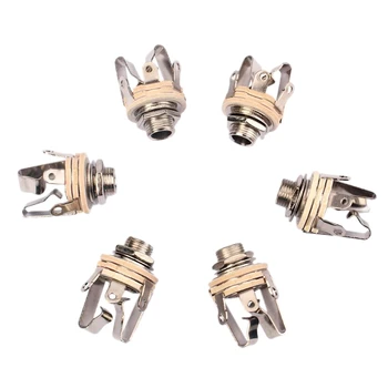 

6Pcs Electric Guitar Bass Stereo Jack Dual Channel Jack 6.3Mm 6 Pack