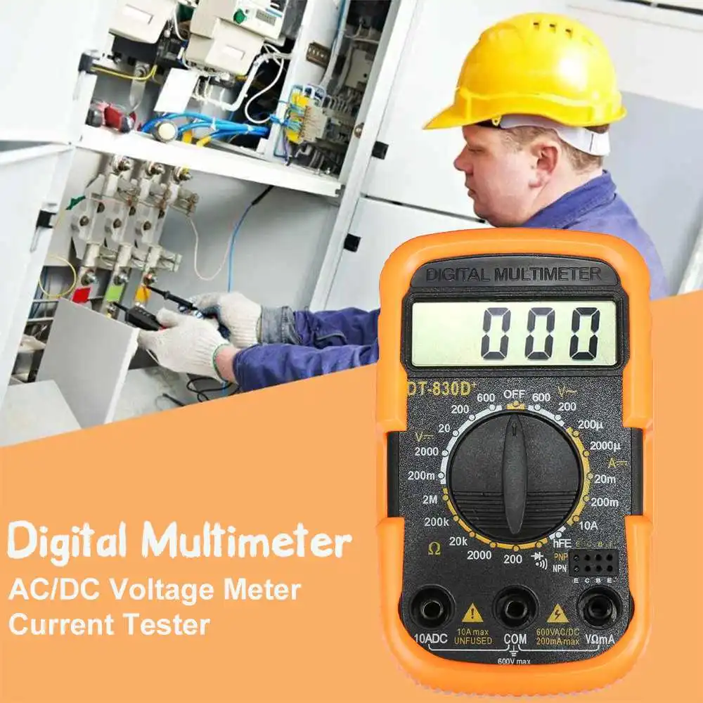 Мини цифровой мультиметр портативный DT830D+ ЖК-цифровой мультиметр AC/DC измеритель напряжения тестер тока детектор сопротивления с свинцом