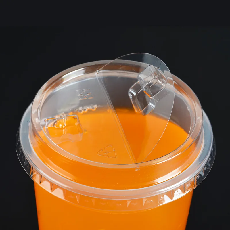 

Disposable Semi-Open Cover Transparent Pet Tribute Tea Plastic Cover Half Open Milk Tea Cup Lid Universal 90 Caliber ban fan gai