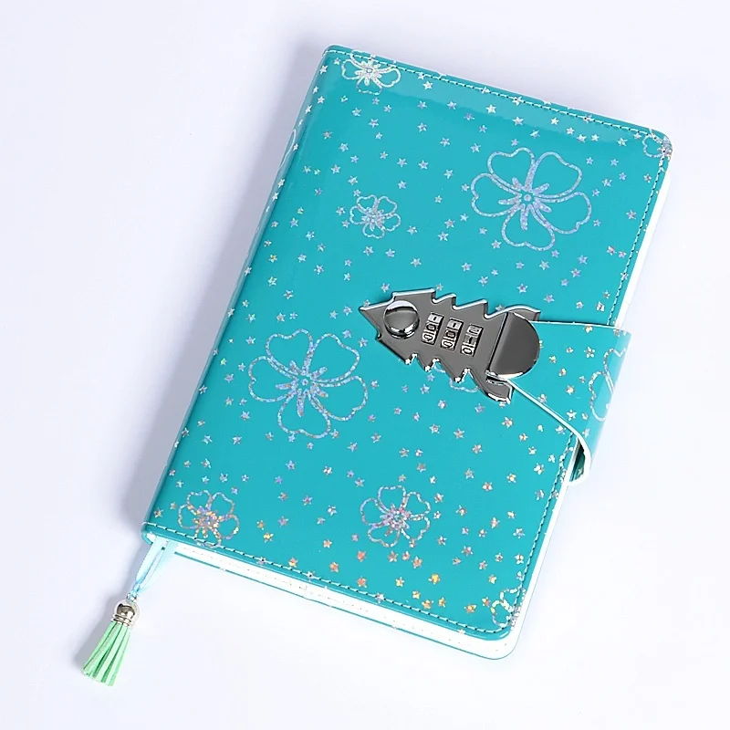 A5 PU Eyes Protection Paper Password Notebook Students Secret Garden Diary Book Office School& Library Supplies Juornal Book - Color: Sky blue