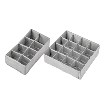 

2PCS 8+16 Grid Closet Underwear Organizer Set Foldable Storage Box Drawer Divider Kit