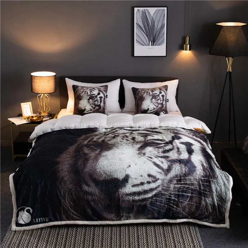 

White tiger pattern Winter Thick Comfy Blanket Adults and Children Fleece Weighted Blankets for Beds Travel
