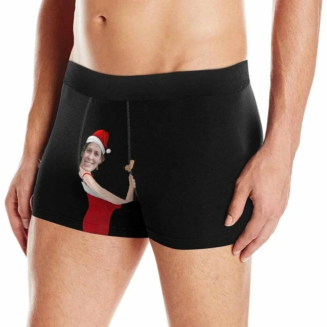 personalise Face Men's Christmas Face On Body Boxers, custom boy