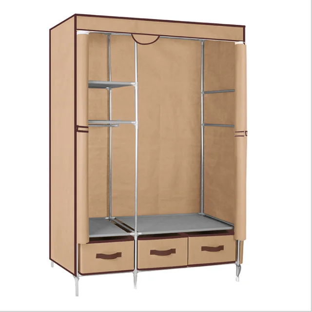 Non-Woven Fabrics Wardrobe Coffee Fabric Closet Portable Folding Dust-proof Waterproof Storage Cabinet Bedroom Home Furniture 7  112x45x170cm