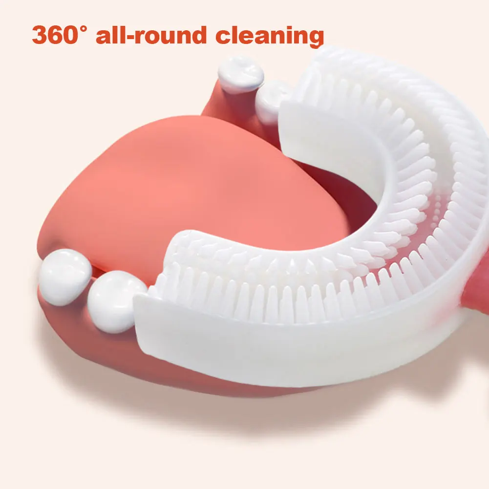 Kids Toothbrush U-Shape Infant Toothbrush with Handle Silicone Oral Care Cleaning Brush for Toddlers Ages 2-12 Drop Shipping