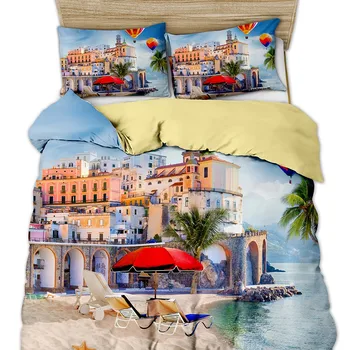 

Bedding Set 3D Design Duvet Cover Sets King Queen Twin Size Dropshipping Gift for children Beach City