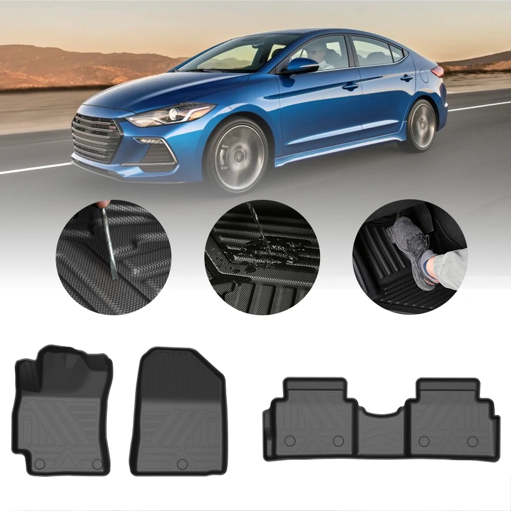 For Hyundai Elantra 2017 2018 2019 2020 Rubber Mats Inside The Car  Waterproof Non-Slip Foot Pad TPE Car Floor Mats