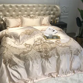 

european american luxury retro bedding set,full queen king champagne cotton double home textile bedsheet pillow case duvet cover