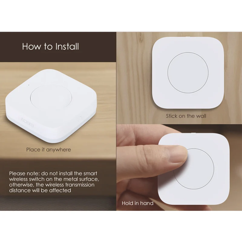 Xiaomi Aqara Smart Wireless Switch For Mi Home App Remote Control Security Alarm ZigBee Wifi Connection 1 gang Key Switches