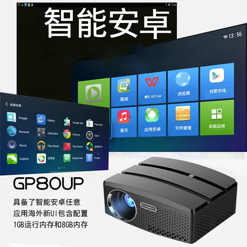 

New Style Gp80up Projector Wireless Wifi Smart Edition Micro Mini Household LED Projector 1080P High-definition