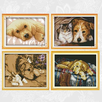 

Loyal friend Series Cross Stitch Printed Canvas 14ct 11ct DIY Handmade Beginner Embroidery Sets for Needlework Crafts