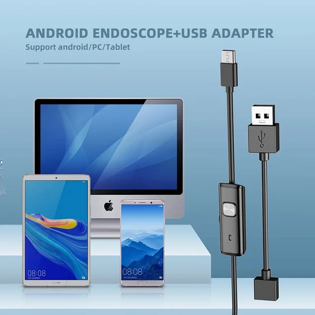 Endoscope Mini Caméra 3 En 1, 7mm Micro USB Type-C 6 LED Étanche,  Compatible Smartphone Tablette Android Et PC