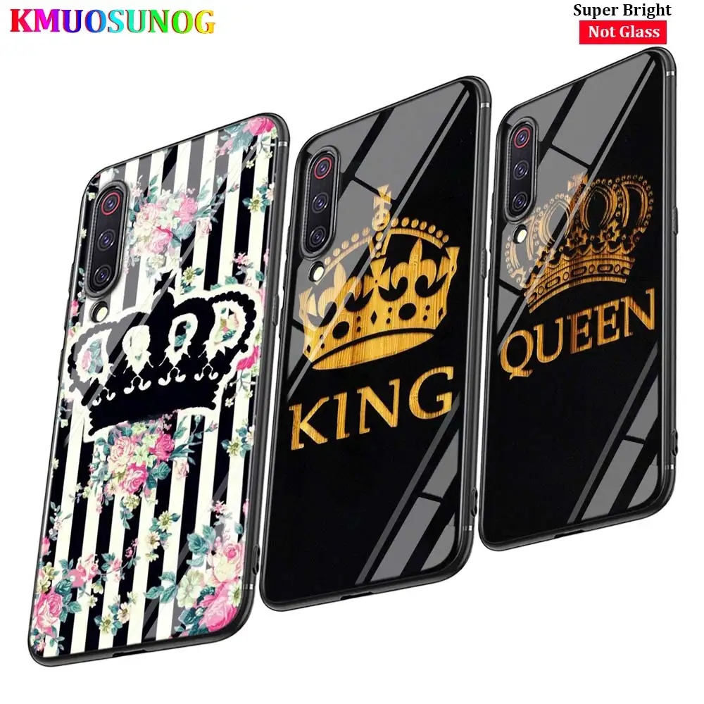 Черная крышка King Queen Корона Мода для Xiaomi Mi A1 A2 A3 5X 6X 6 8 9 Lite CC9 F1 9T 9TPro играть глянцевый