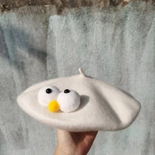 Стильная футболка с изображением персонажей видеоигр фрукты береты; в стиле милой принцессы шапка Винтаж шерстяные ручной работы маленькая свежая шапка зимняя красивая девушка шерстяная, фетровая шляпа BLM105