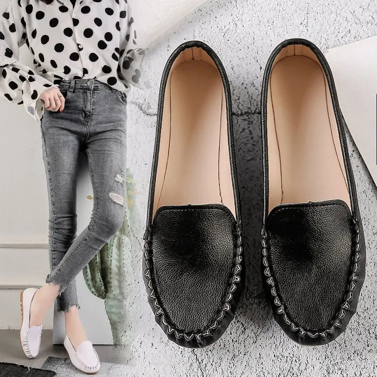

2020 Spring Mom Shoes WOMEN'S Pumps Flat Top Shoes Soft Leather Soft Bottom Anti-slip Moccosins Maternity Shoes