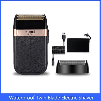 

Kemei Electric Shaver for Men Twin Blade Waterproof Reciprocating Cordless Razor USB Rechargeable Shaving Machine Barber Trimmer