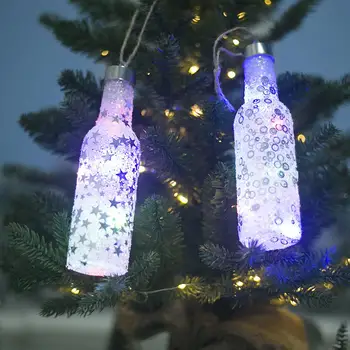 

HiMISS Christmas Decorations with Lights Glowing Small Wine Bottle Christmas Tree Decoration Pendant Xmas Light