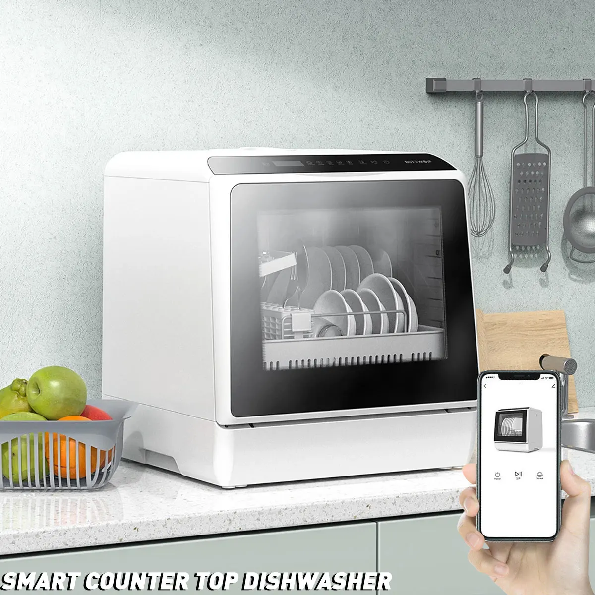 Blitzhome Smart Portable Countertop Dishwasher With App Control 4-6 Sets  Capacity 5 Modes Dry Function And Light No Installation - Dish Washers -  AliExpress