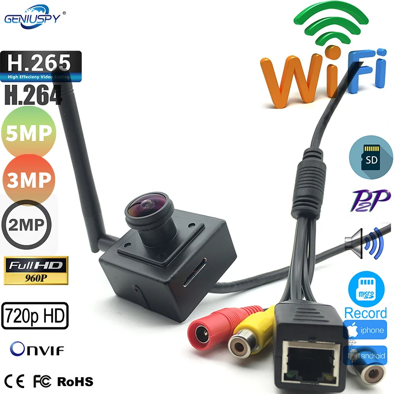 1 МП 175 2 м 3 Мп 5 рыбий глаз градусов маленькая IP камера Wifi Беспроводная сетевая