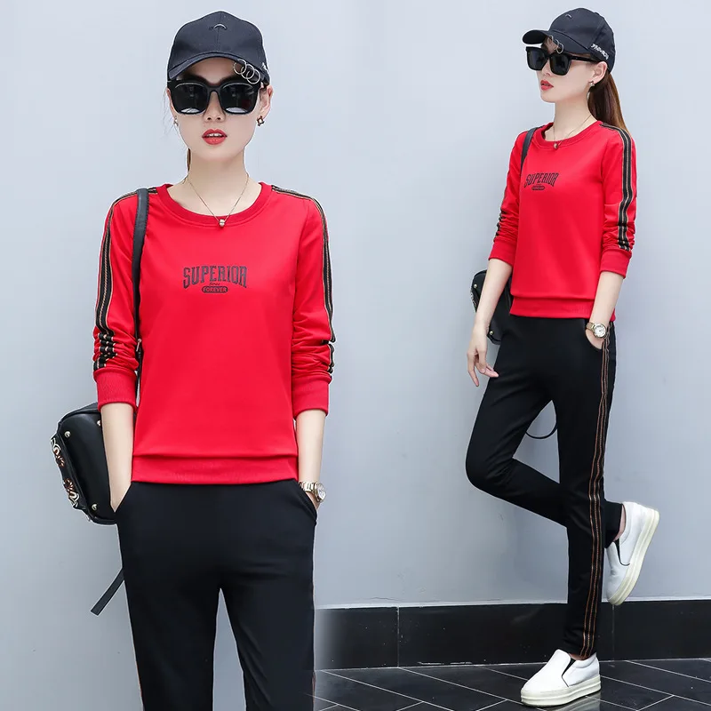 

Figure Rong Sports WOMEN'S Suit M-4xl Spring And Autumn New Style Korean-style Fashion Casual Jogging Suits Two-Piece Set